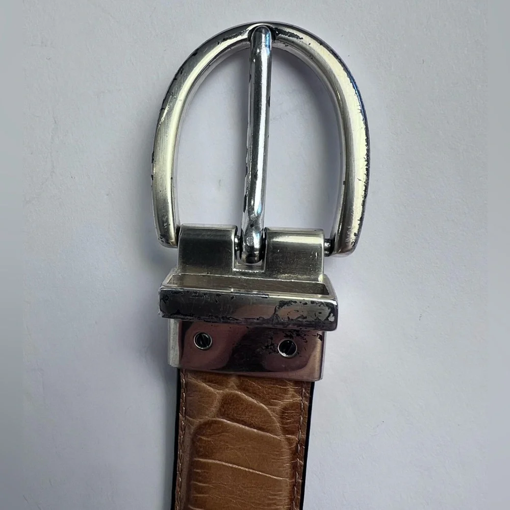 Lauren Ralph Lauren Black & Brown Reversible Belt with Rotating Buckle